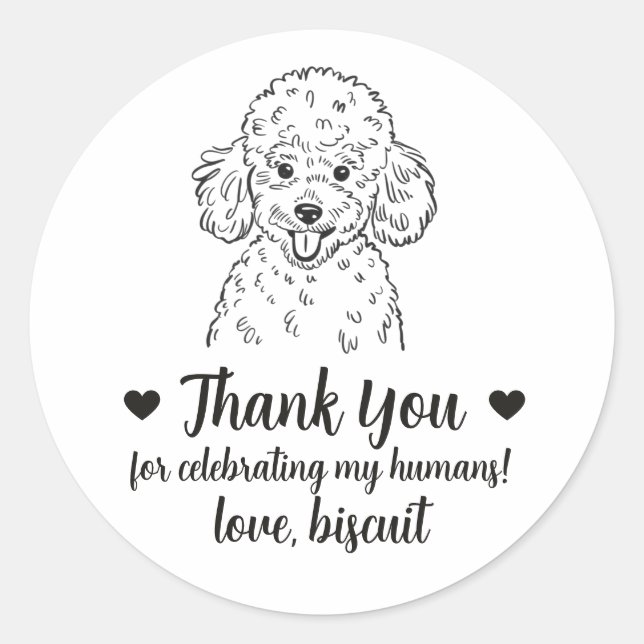 Custom Poodle Dog Wedding Favor Stickers (Front)