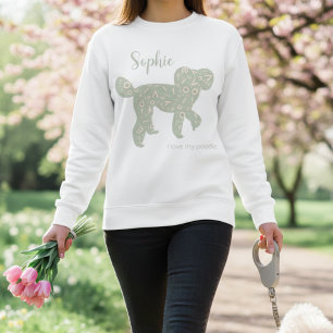 Custom Poodle Name Sweatshirt Sage Green Silhouett