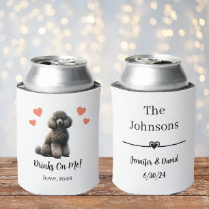 Custom Poodle Pet Wedding Can Cooler