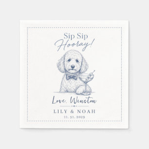 Custom Poodle Wedding Cocktail Keepsake bow blue Napkins