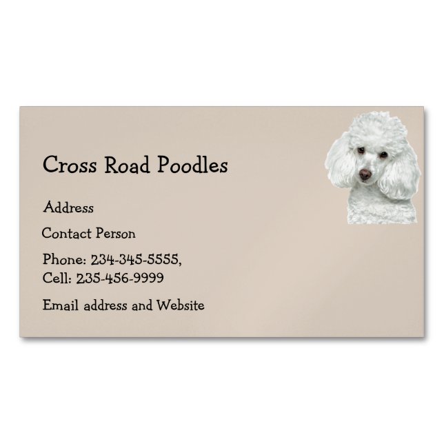 Custom Poodles Dog Pet Animal Logo Business Card Magnet (Front)