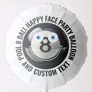 Custom Pool Ball Theme Party BLUE EYES Happy Face Balloon