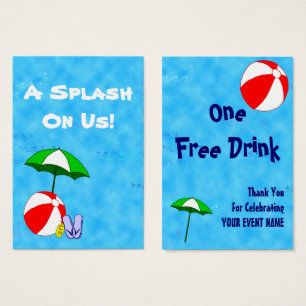 Custom Pool Party Event Drink Meal Ticket