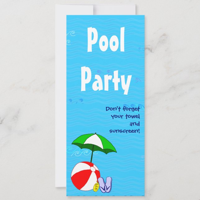 Custom Pool Party Swimming Theme Invitations (Front)