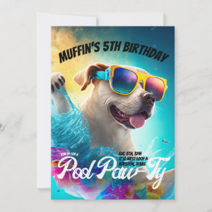 Custom Pool Paw-Ty Dog Party Invitation