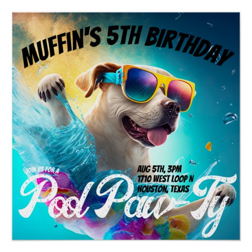 Custom Pool Paw_Ty Dog Party Signs  Banners