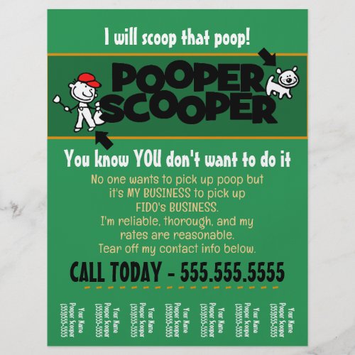 CUSTOM Pooper Scooper business tear sheet flyer