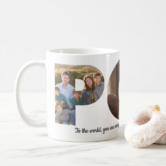 Custom POP 3 Photo Collage Quote Father's Day Coffee Mug (With Donut)
