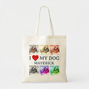 Custom Pop Art I LOVE MY DOG Pet Lover Gift Tote Bag