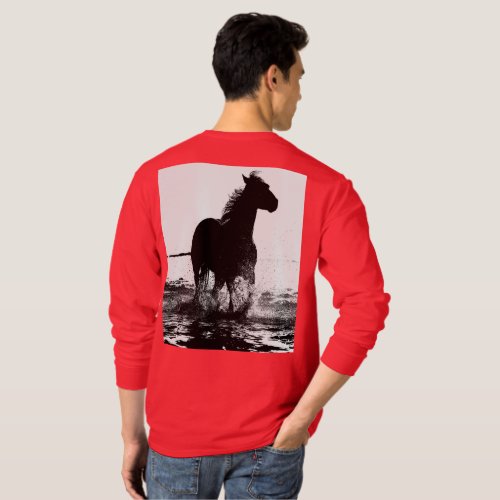 Custom Pop Art Running Horse Deep Red Template T_Shirt