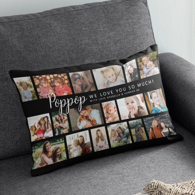 Custom Poppop 18 Photo Collage Lumbar Pillow (Creator Uploaded)