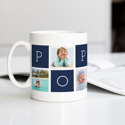 Custom Poppop Grandfather Photo Collage Coffee Mug