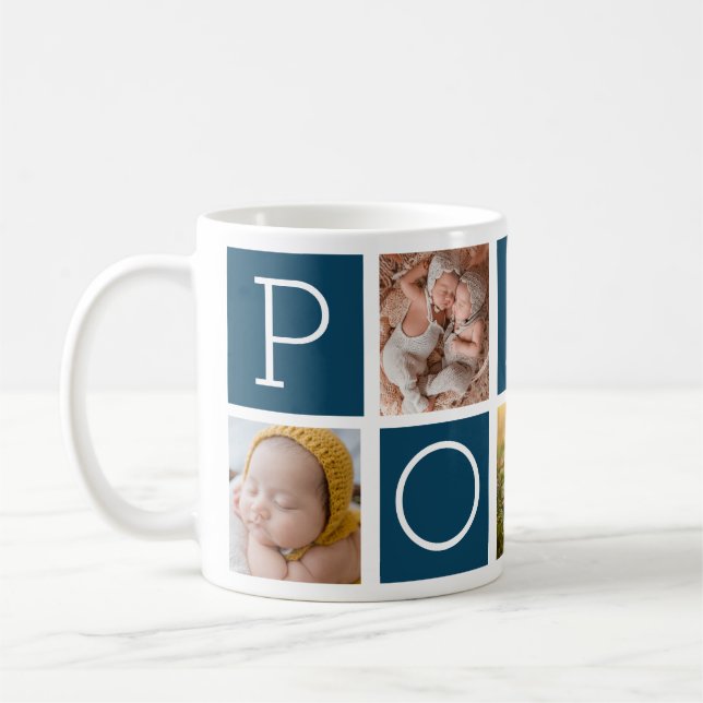 Custom Poppy Grandfather 5 Photo Collage  Coffee Mug (Left)