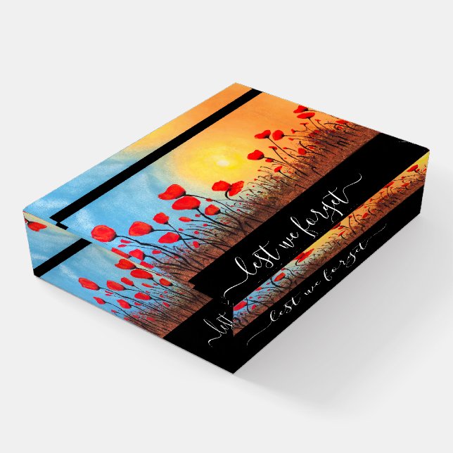 Custom Poppy Painting Lest We Forget Paperweight (Angled)