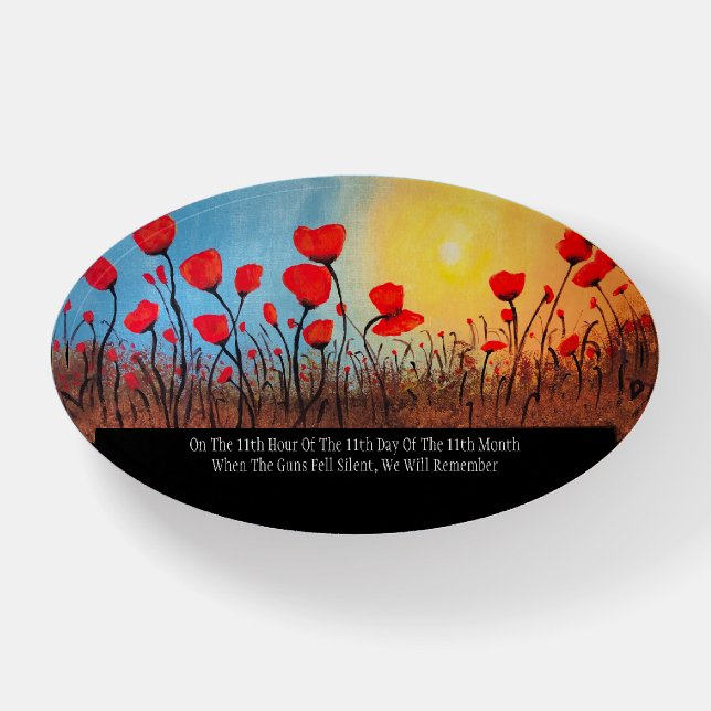 Custom Poppy Painting Remembrance Paperweight (Front)