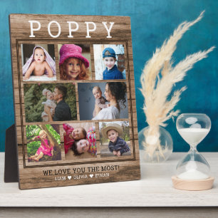 Custom Poppy We Love You 8 Photo Collage Wood Plaque