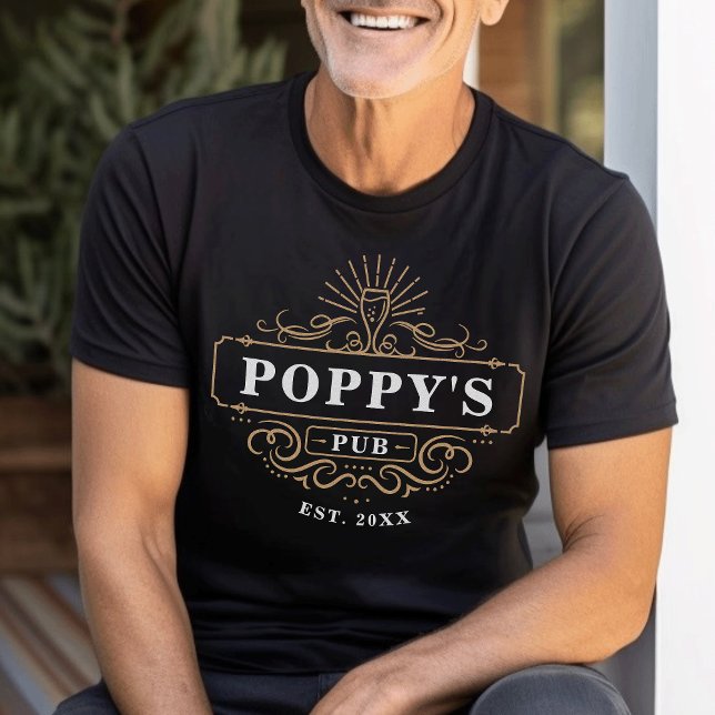 Custom Poppy's Pub Home Bar Year Established T-Shirt (Creator Uploaded)