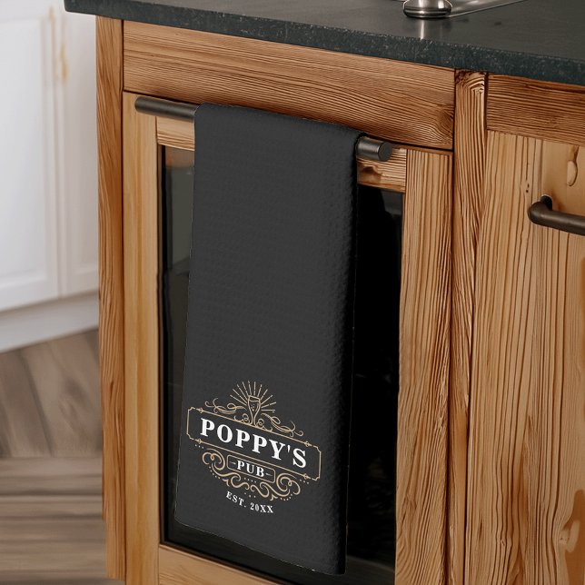 Custom Poppy's Pub Year Established Kitchen Towel (Creator Uploaded)