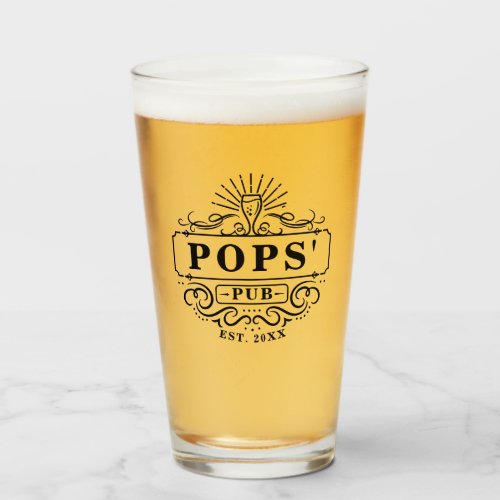 Custom Pops Pub Year Established Glass
