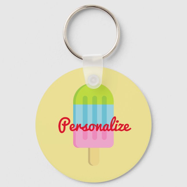 Custom popsicle ice cream round button keychains (Front)