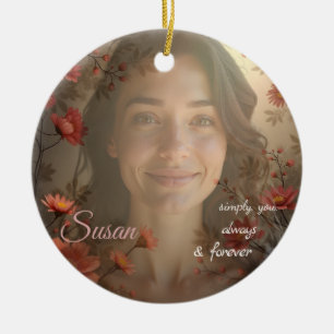 Custom Portrait for Her – Personalized Photo Gift Ceramic Ornament