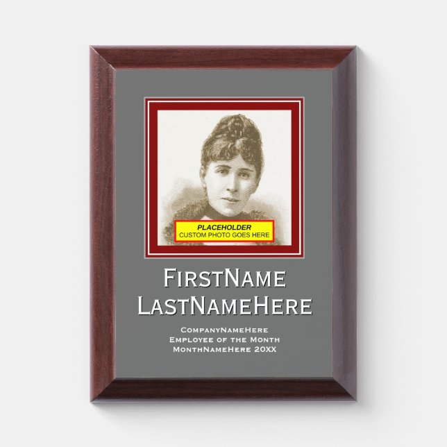 Custom Portrait & Name, "Employee of the Month" Award Plaque (Vertical)