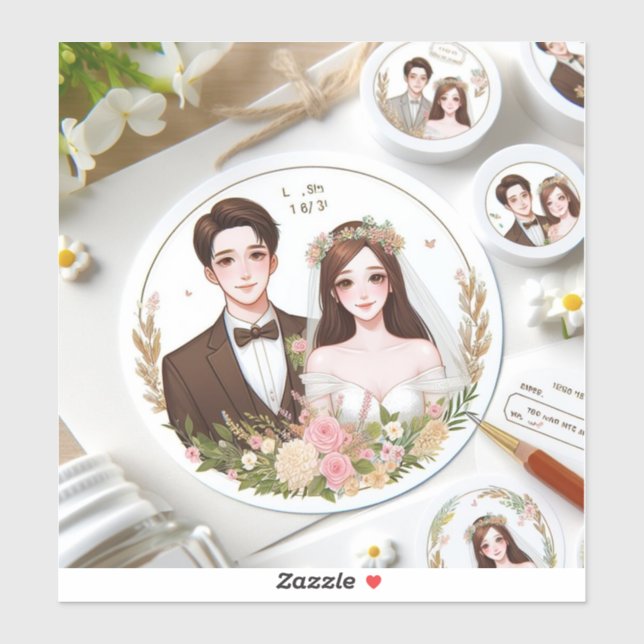 Custom portrait stickers of the couple (Sheet)
