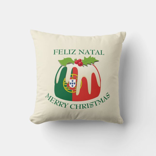 Custom PORTUGAL FLAG Christmas Throw Pillow (Front)