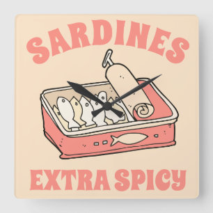 Custom Portugal Lover Sardines Light Pink Text Square Wall Clock
