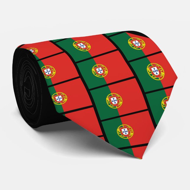 Custom PORTUGUESE FLAG Monogram Neck Tie (Rolled)