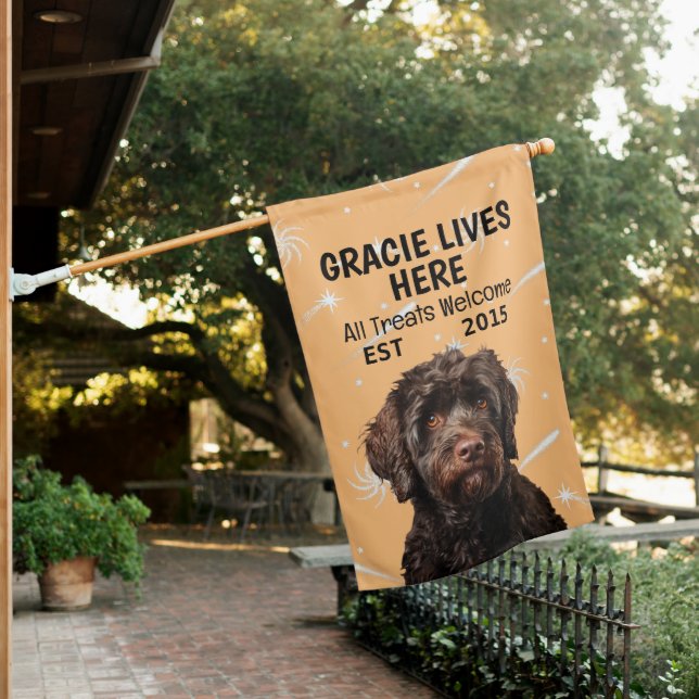 Custom Portuguese Water Dog House Flag (In SItu)