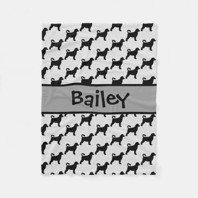 Custom Portuguese Water Dog Silhouette Fleece Blanket (Front)