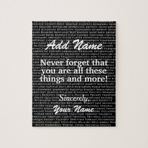 Custom Positive Words Affirmation Add Name Jigsaw  Jigsaw Puzzle