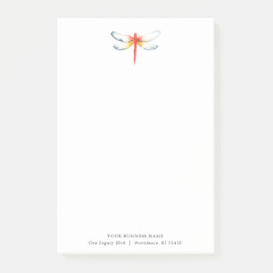 Custom Post It Notes Watercolor Red Dragonfly