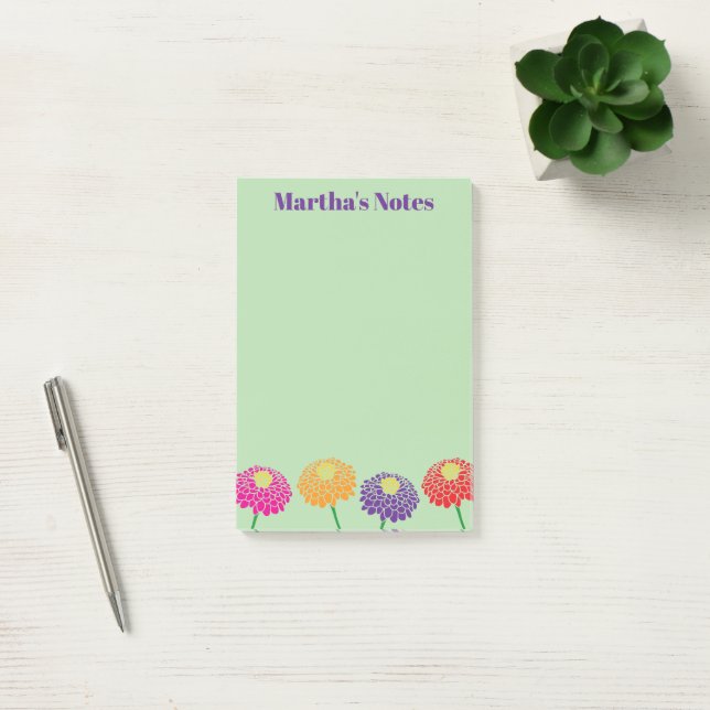 Custom Post-it® notes with colorful Zinnia flowers (Office)
