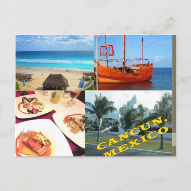 CUSTOM POSTCARDS- CANCUN COLLAGE 1 POSTCARD (Front)