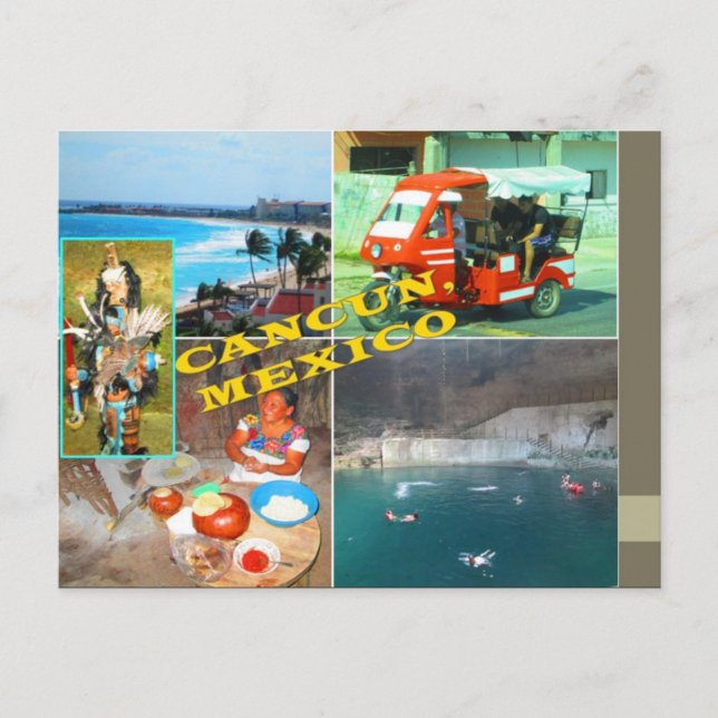 CUSTOM POSTCARDS- CANCUN COLLAGE 2 POSTCARD (Front)