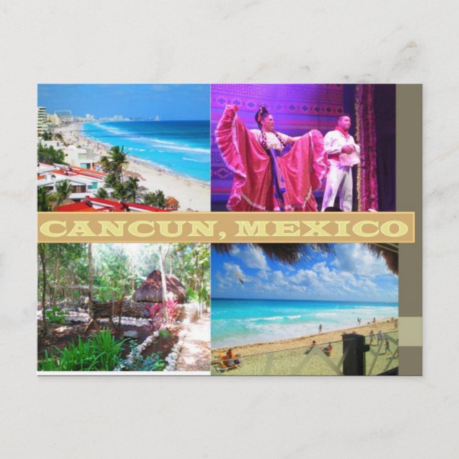 CUSTOM POSTCARDS- CANCUN COLLAGE 9 POSTCARD (Front)