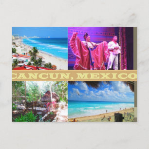 CUSTOM POSTCARDS- CANCUN COLLAGE 9 POSTCARD