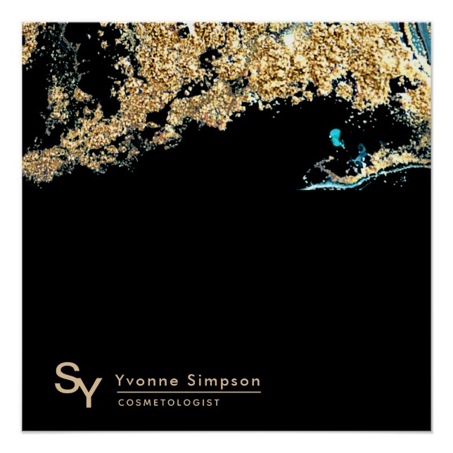 Custom POSTER SIGN Teal Gold Black Modern Template (Front)
