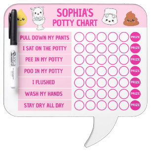 Custom Potty Toilet Training Kids Reward Chart Dry Erase Board