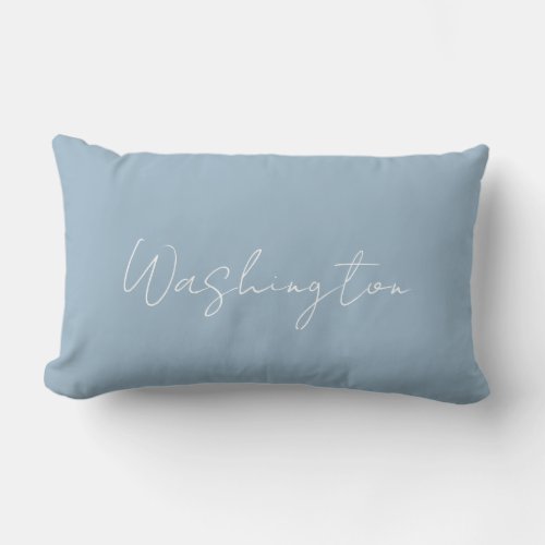 Custom Powder Blue Family Name Script Minimalist Lumbar Pillow