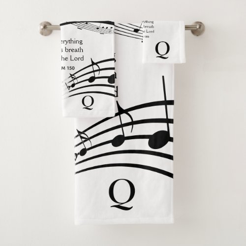 Custom PRAISE THE LORD Music Notes Bath Towel Set