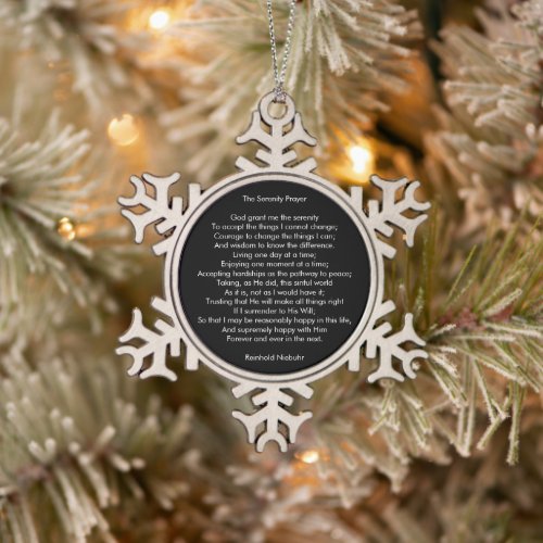Custom prayer song inspirational quote message snowflake pewter christmas ornament