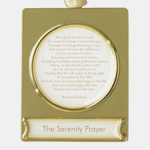 Custom prayer song quote motivational message gold plated banner ornament