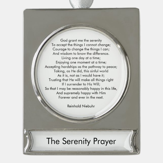 Custom prayer song quote motivational message silver plated banner ornament (Front)