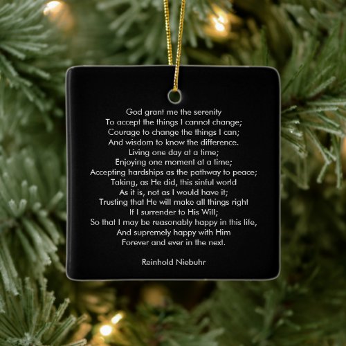 Custom prayer song quote text black two sided  ceramic ornament