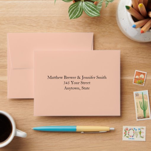 Custom Pre Addressed Coral Wedding Envelopes Zazzle