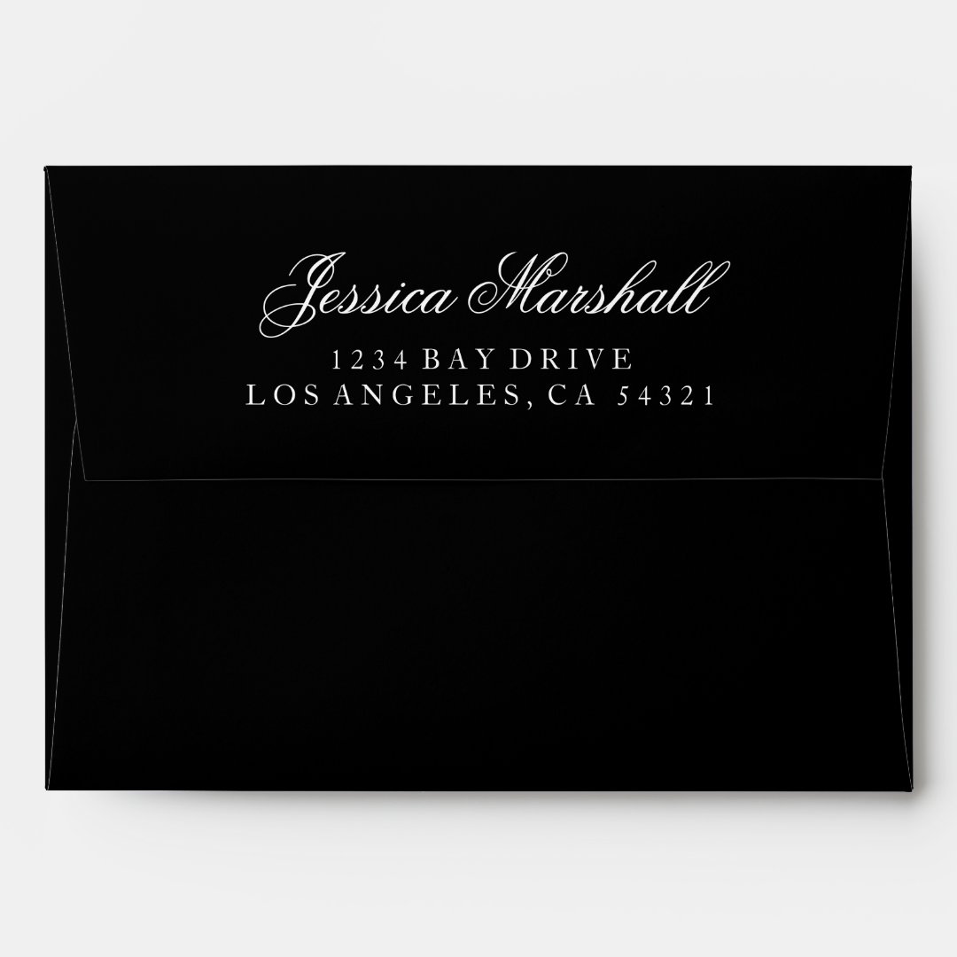 Custom PreAddressed Envelope (5x7 A7) Black Zazzle