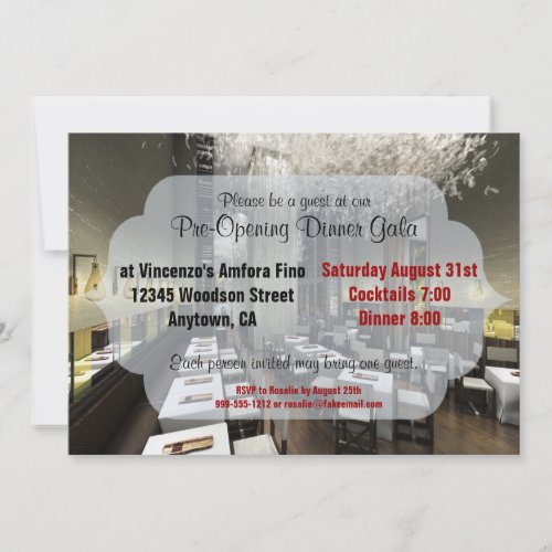 Custom Pre/Grand Opening Restaurant Invites